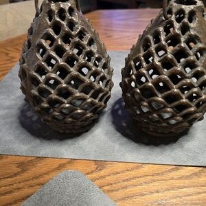 Thymes Rustic Brown Metal Lantern Set